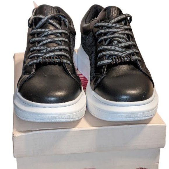 Juicy Couture Delia Womens Black Sequin Bling Lace Up Sneaker Size 8 New in Box - Picture 6 of 13